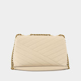 Sac Kira Chevron Small en Cuir Beige