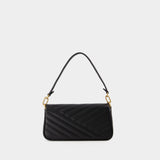 Sac Hobo Kira Chevron Small Flap - Tory Burch - Cuir - Noir