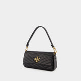 Sac Hobo Kira Chevron Small Flap - Tory Burch - Cuir - Noir