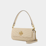 Sac Kira Chevron Flap Shoulder en Cuir Beige