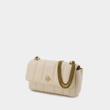 Sac Hobo Kira Mini Flap - Tory Burch - Cuir - Brie