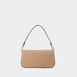 Sac À Bandoulière Kira Chevron Small Flap - Tory Burch - Cuir - Beige