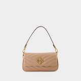Sac À Bandoulière Kira Chevron Small Flap - Tory Burch - Cuir - Beige