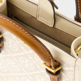 Cabas T Monogram Mini - Tory Burch - Coton - Ivoire