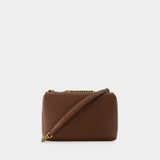 Sac Kira Moto Quilt Small Convertible - Tory Burch - Cuir - Marron