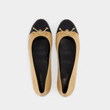 Ballerines Cap Toe - Tory Burch - Cuir - Beige