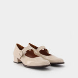 Escarpins Twiggy en Cuir Vernis Beige