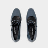 Escarpins Alice - Carel - Cuir Verni - Bleu Gris