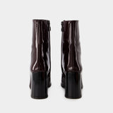 Bottines Donna - Carel - Cuir Verni - Marron/Noir