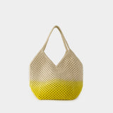 Cabas Panier - Vanessa Bruno - Coton - Blanc/Jaune Fluo