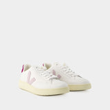 Sneakers V-12 - Veja - Cuir - Blanc Magenta