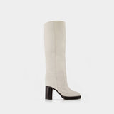 Bottes Leila en Cuir Blanc
