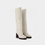 Bottes Leila en Cuir Blanc