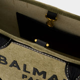 Cabas B-Army Shopper Small - Balmain - Toile - Kaki/Noir