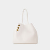 Cabas Emblème - Balmain - Cuir - Blanc