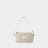 Sac Hobo Baguette - Courreges - Cuir - Mastic Grey