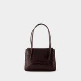Sac Porté Épaule Le J - Rouje - Cuir - Bordeaux Croco