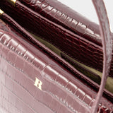 Sac Porté Épaule Le J - Rouje - Cuir - Bordeaux Croco