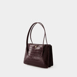 Sac Porté Épaule Le J - Rouje - Cuir - Bordeaux Croco