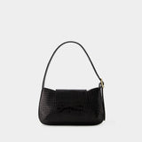 Sac Porté Épaule Baguette - Rouje - Cuir - Croco Noir