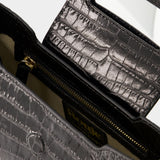 Sac Porté Épaule Baguette - Rouje - Cuir - Croco Noir