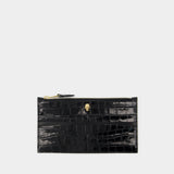 Portefeuille Flat Zip W/Cc - Alexander Mcqueen - Cuir - Noir