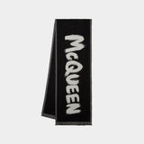 Écharpe Sc Over Mcqueen Af - Alexander Mcqueen - Laine - Noir/Ivoire