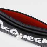 Porte carte en Cuir Ivoire et Noir