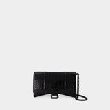 Wallet on chain Hourglass - Balenciaga - Cuir - Noir