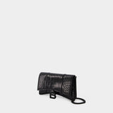 Wallet on chain Hourglass - Balenciaga - Cuir - Noir