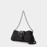 Sac Lindsay en Cuir Embossé Crocodile Noir