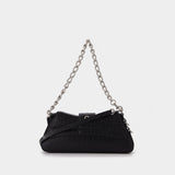 Sac Lindsay en Cuir Embossé Crocodile Noir
