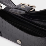 Sac Lindsay en Cuir Embossé Crocodile Noir