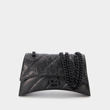 Sac Crush Avec Chaîne en Cuir Matelessé Noir