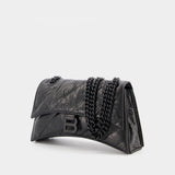 Sac Crush Avec Chaîne en Cuir Matelessé Noir