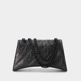 Sac Crush Avec Chaîne en Cuir Matelessé Noir