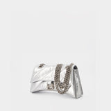 Sac Crush Avec Chaîne en Cuir Métalissé Argent