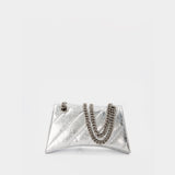 Sac Crush Avec Chaîne en Cuir Métalissé Argent