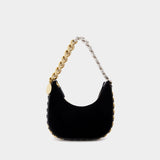 Sac Hobo Crystal Chain en Cuir Noir