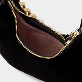 Sac Hobo Crystal Chain en Cuir Noir