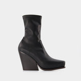 Bottines Western en Cuir Synthétique Noir