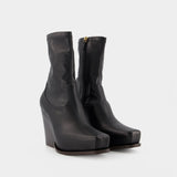 Bottines Western en Cuir Synthétique Noir