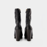 Bottines Western en Cuir Synthétique Noir