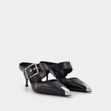 Mules Boxcar en Cuir Noir / Argent