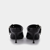 Mules Boxcar en Cuir Noir / Argent