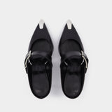 Mules Boxcar en Cuir Noir / Argent