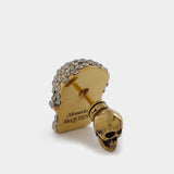 Boucles d'Oreilles Pave Skull en Laiton et Cristal