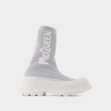 Baskets Tread Slick en Toile Argent & Blanche