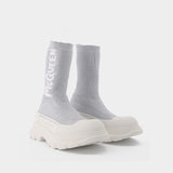 Baskets Tread Slick en Toile Argent & Blanche