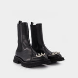 Bottines Studs en Cuir Noir